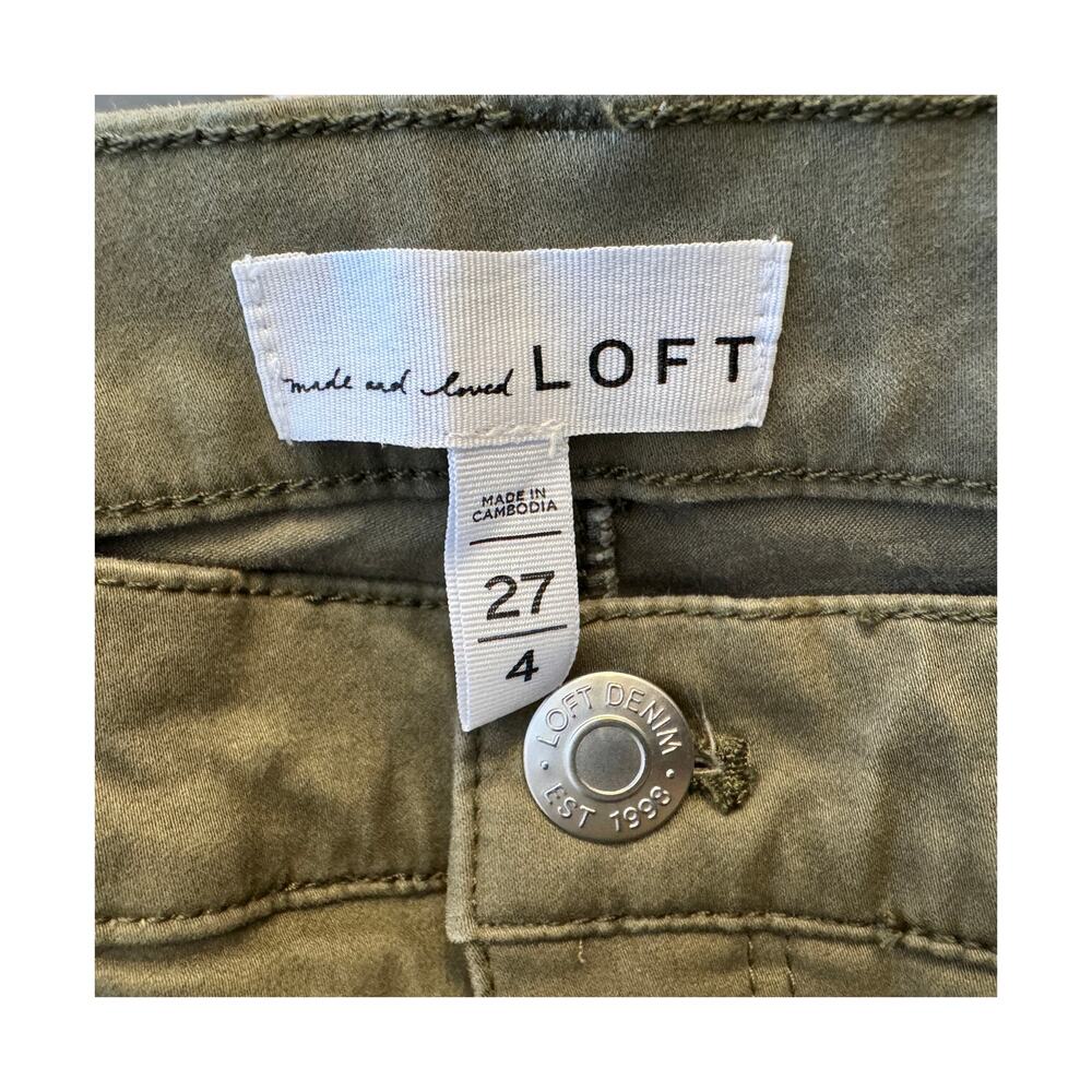 Loft Skinny Ankle Pants Olive Green Sateen Size 27 US4 - Picture 5 of 7